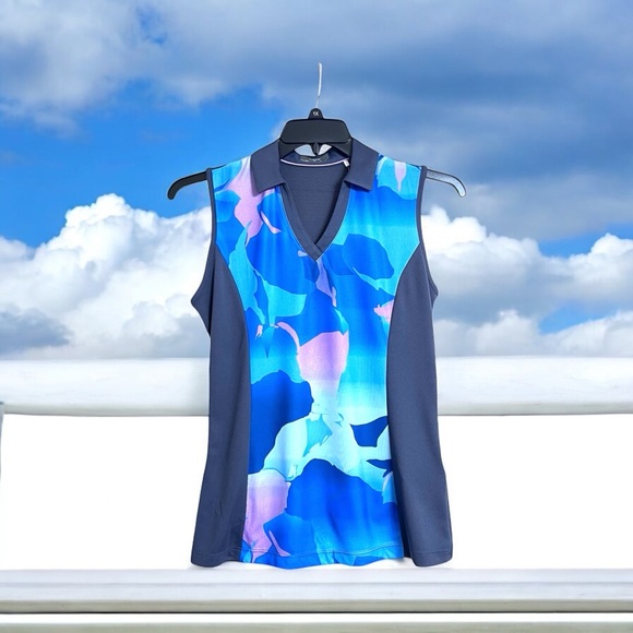 Callaway Tops - Callaway Golf Sleeveless V-Neck Shirt Moisture Wicking Blue Sea Star‎ Top